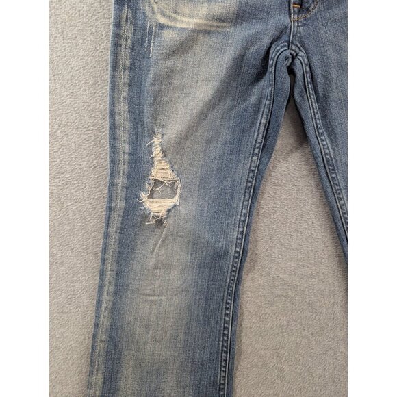 Miss Me Jeans Womens Size 29 Blu eDistressed Faded Whiskers Classic Flared Boho - Picture 4 of 16